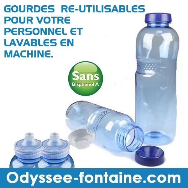 GOURDES 1L PAR CARTON DE 45 AVEC BOUCHON PLAT - Bleu ou Blanc