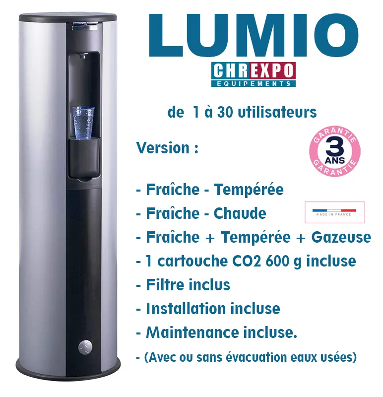 Location Mensuelle Fontaine A EAU LUMIO en Full service
