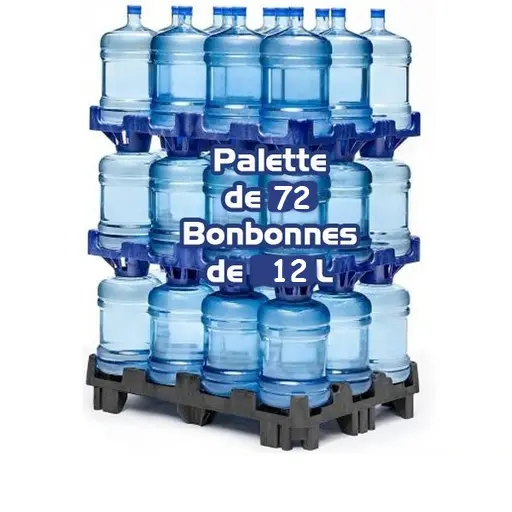 PALETTE DE 72 BONBONNES JETABLES 12L EAU DE SOURCE