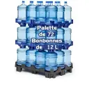 PALETTE DE 72 BONBONNES JETABLES 12L EAU DE SOURCE